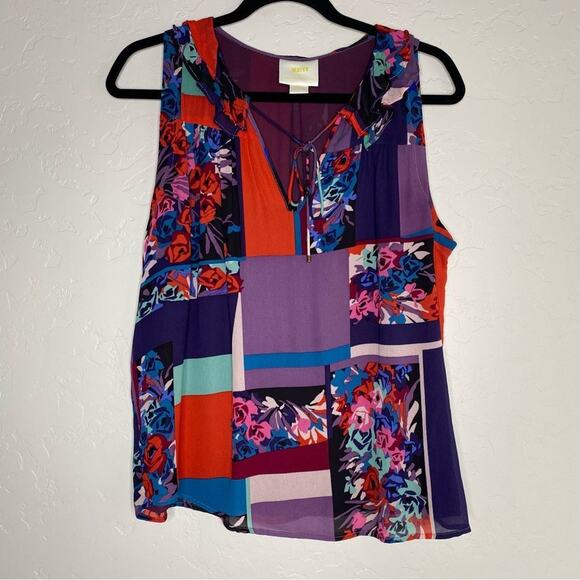 Maeve x Anthropologie Anderson Patchwork Floral Color Block Blouse Medium - Picture 9 of 9